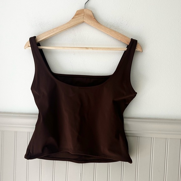 SKIMS Chocolate Brown Women's Tankini Swim Top Medium Slimming - Picture 4 of 6